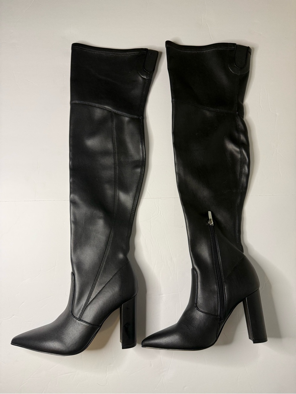 Marc Fisher Black Over-the-Knee Pointed Toe Block Heel Boots